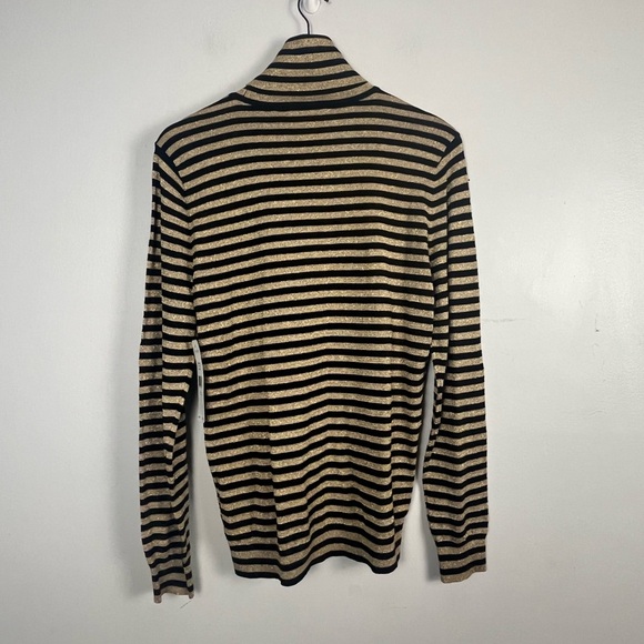 New Lauren Ralph Lauren black and gold shimmer striped turtleneck sweater XL - Picture 6 of 6